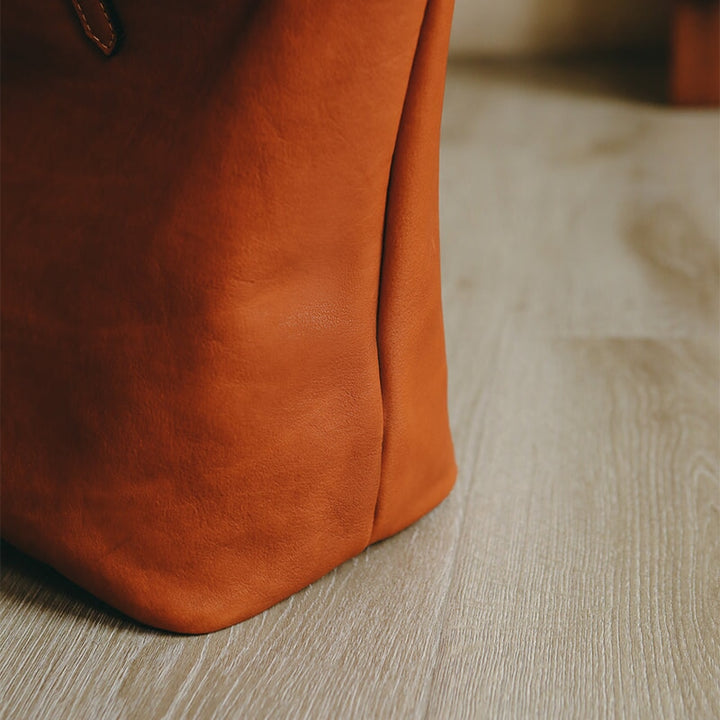 Sac à main en cuir de vachette rétro grande capacité pour femmes
