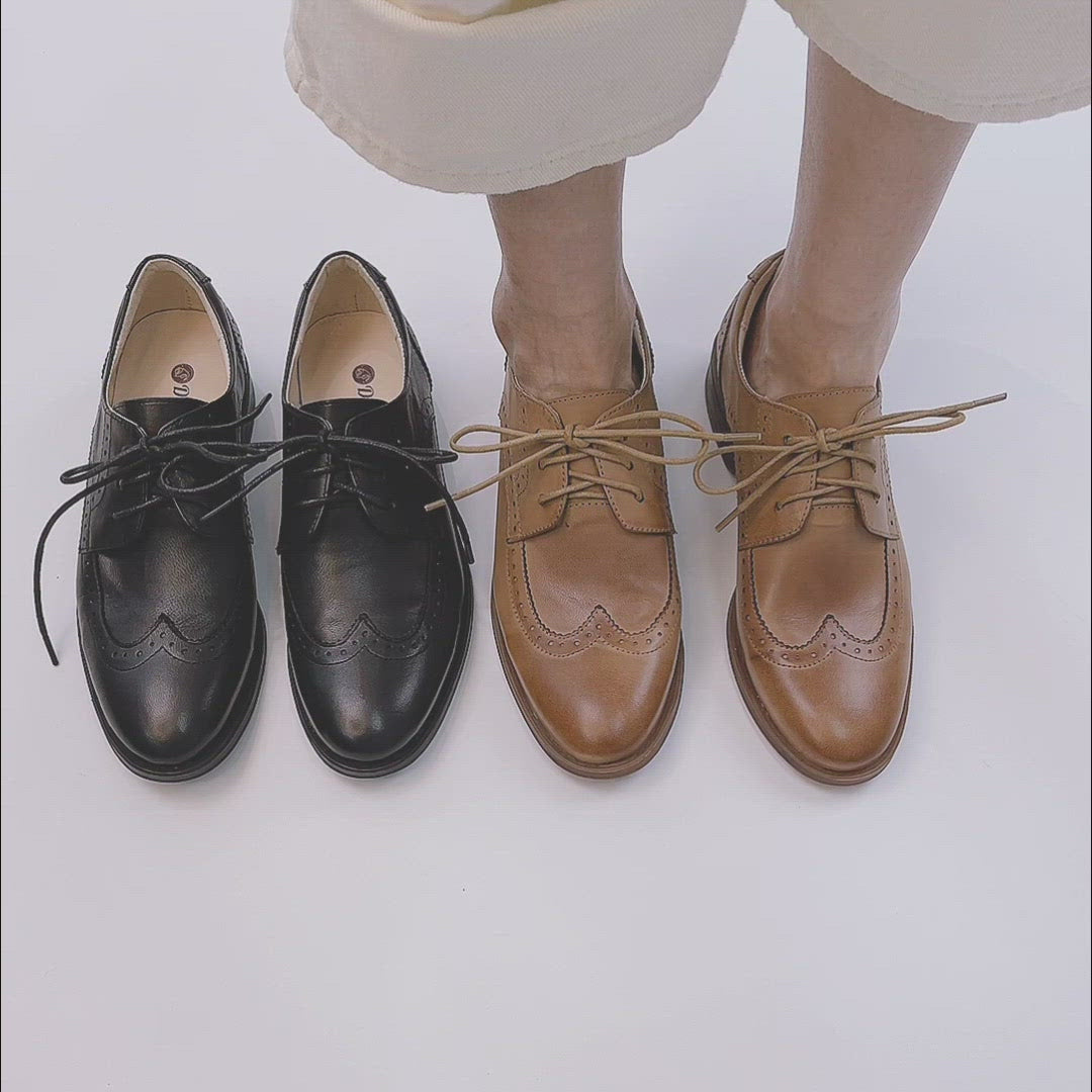 Women Wingtip Shoes Handmade Sheepskin Full Brogues Oxfords & Tie Low –  Dwarves Shoes