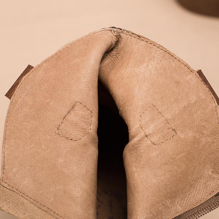 Bottes western en cuir Dwarves, bottes de cowboy faites à la main, chaussures de designer avec zip arrière en marron/noir/vert