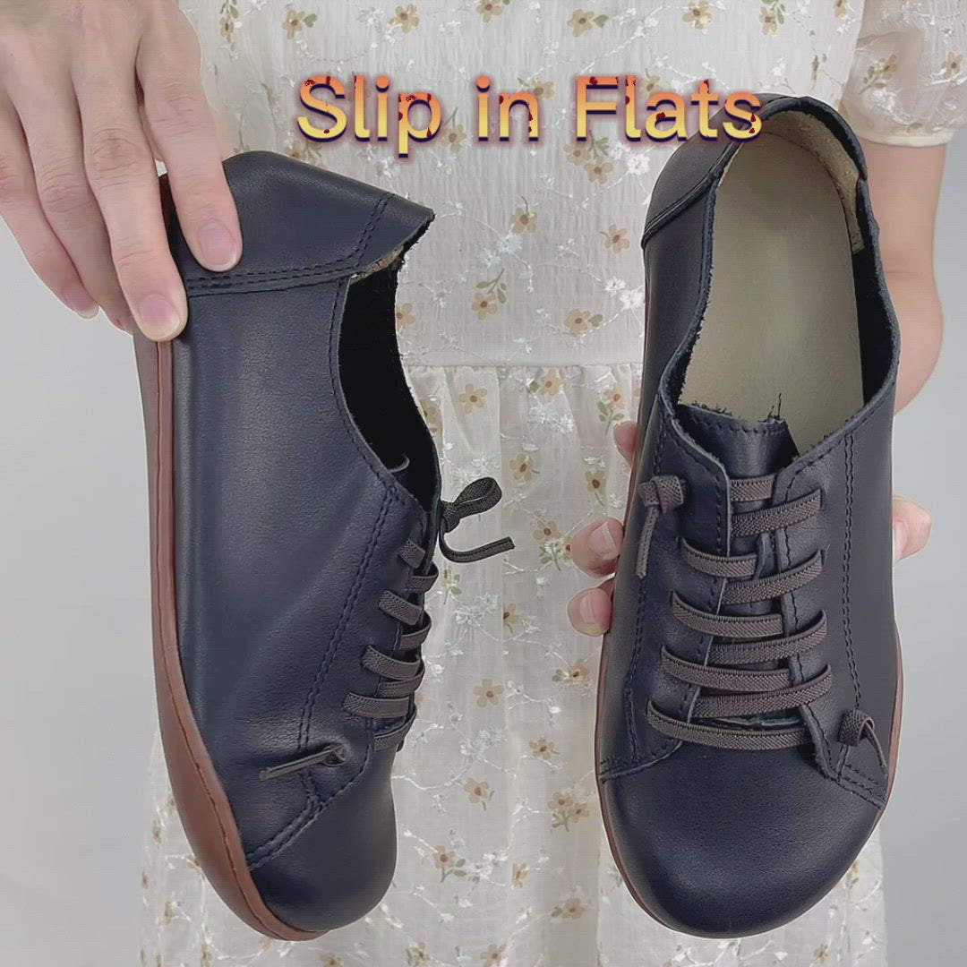 Oxfords en cuir faits main pour femmes et chaussures plates à lacets en Café/Noir/Marron/Rouge/Beige