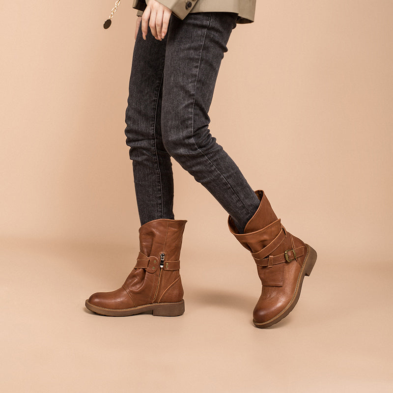 Ladies brown calf boots best sale