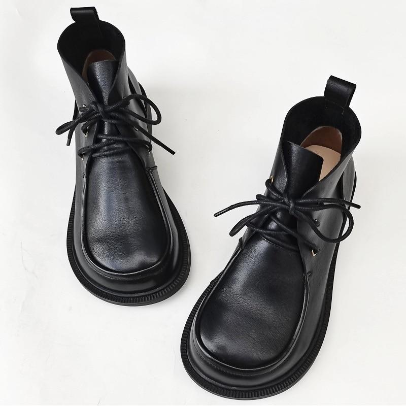 Women's Ankle Boots Oxford Shoes Wide Toe Box Lace up Genuine Leather Handmade 7.5 / Black Women's Ankle Boots Oxford Shoes Wide Toe Box Lace up Genuine Leather Handmade 7.5 / Black