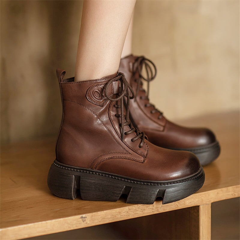 Chunky Lug Sole Combat Boots Designer Platform Boots Lace up Boots Sid ...