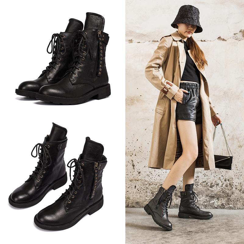 Designer black combat boots best sale