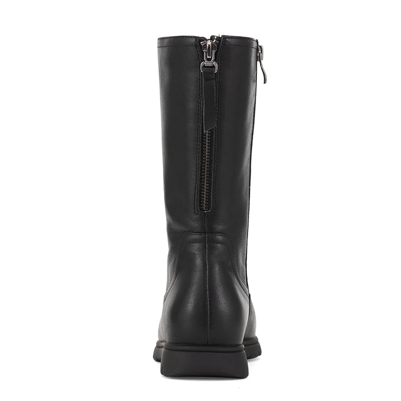 Retro Leather Mid Calf Boots for Cold Winter Classic Martin Boots Blac ...