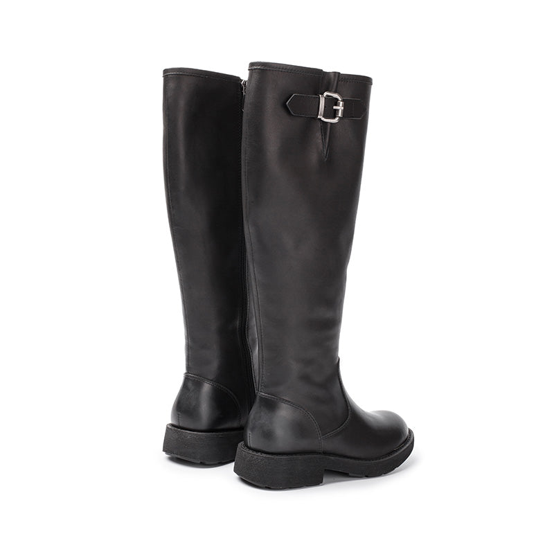 Leather Knee High Boots Side Zip Riding Boots in Black - Saddle Boots â Dwarves Shoes
