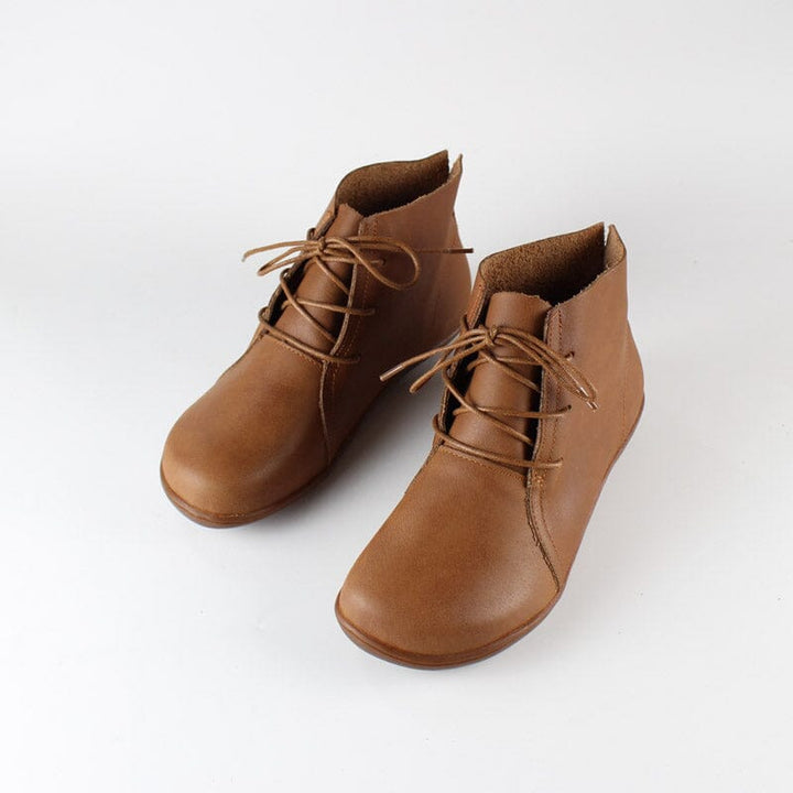 chinese dress ladies Oxfords for Women Lace Up Flat Sole Ankle Boots Handmade Waxing Leather Martin Boots Black/Brown 9 / Brown main image 0