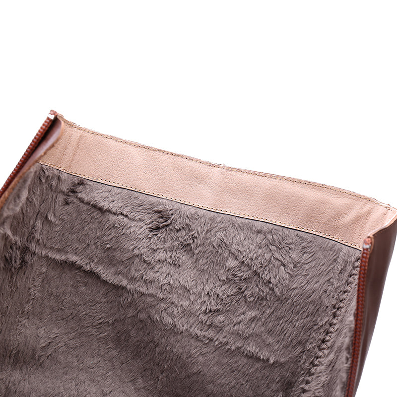 Handmade Soft Leather Knee High Boots Side Zip Riding Boots Short Plus ...