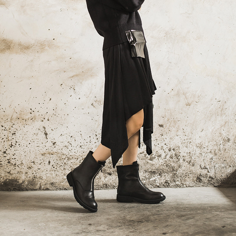 ブーツ Cow Leather Front zip Boots ＊