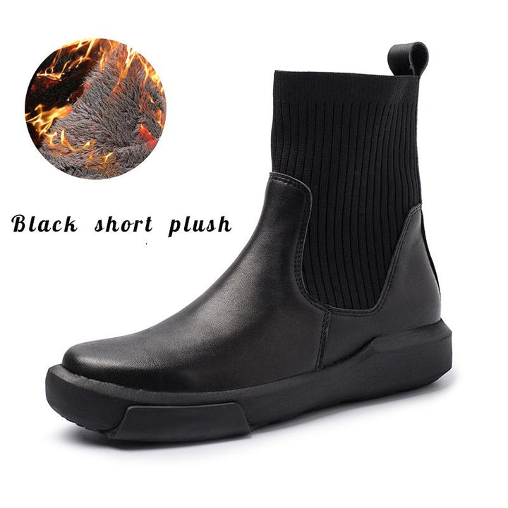 dwarves1137-2 Boots 5.5 Black Short Plush