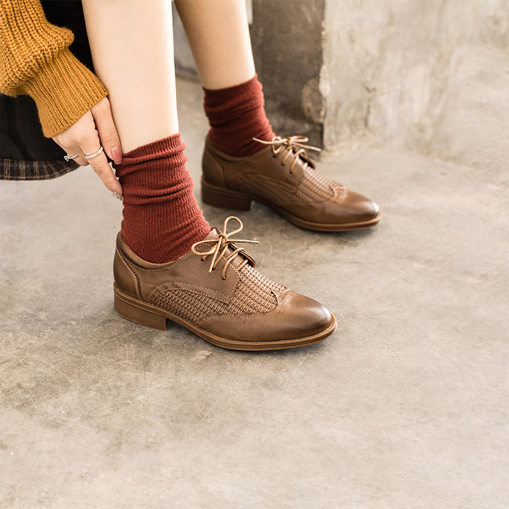 dwarves1535-3 Oxfords &amp; Tie 5.5 Coffee