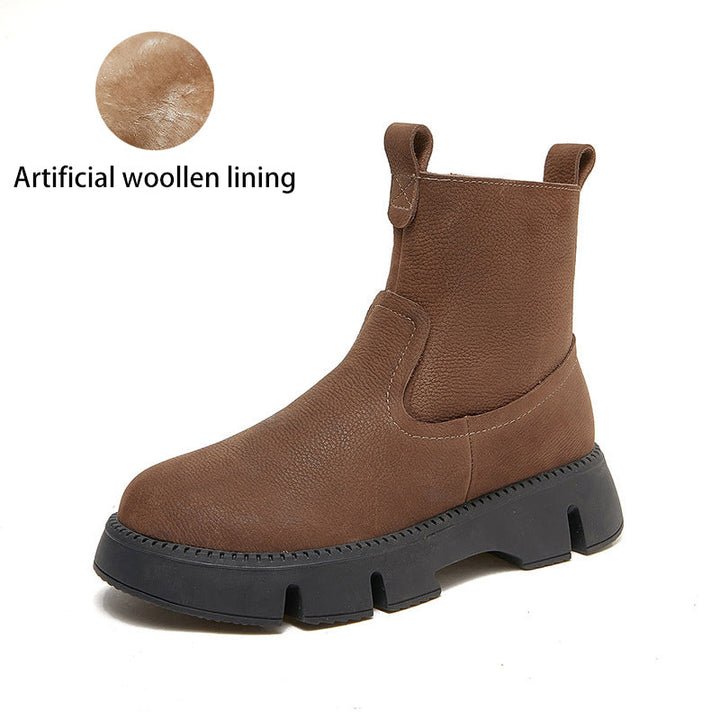 dwarves2035-14 Boots 5.5 Brown artificial woollen lining