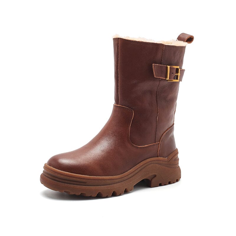 dwarves2074-7 Boots 7 Brown Shearling Lined