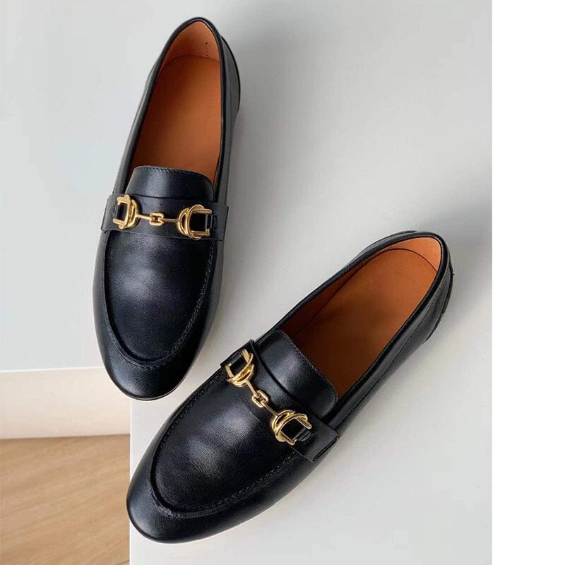 Horsebit-Detailed Handmade Leather Loafers For Women In Black/Brown ...