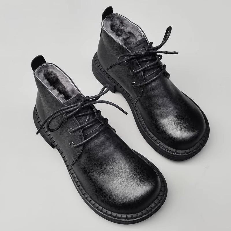 knee length dresses for ladies Fleece Lined Lace Up Booties 6 – OMNIA main image 1