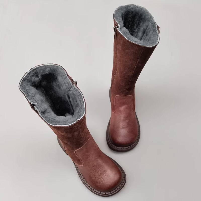 dwarves2639-4 Boots 5.5 Brown Fleece Lined