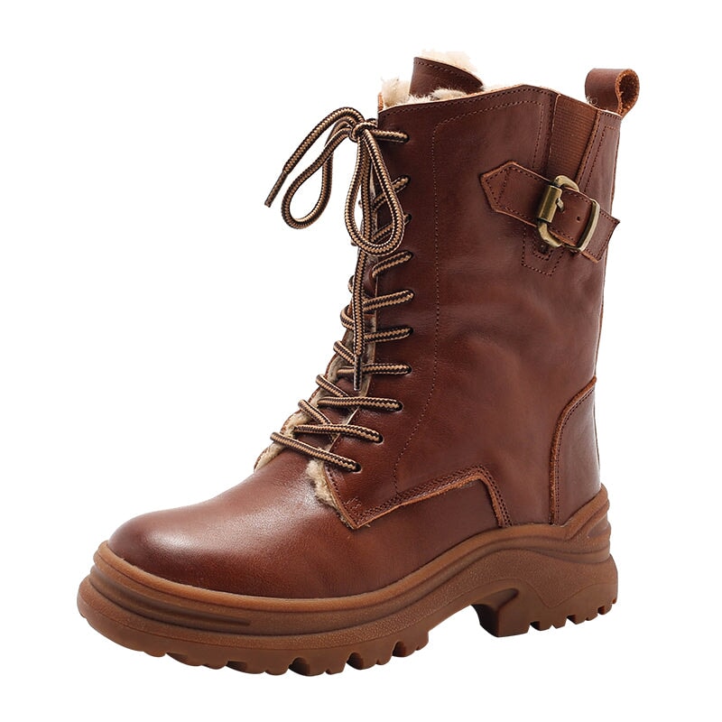 dwarves2649-1 Boots 5.5 Coffee Shearling Lined