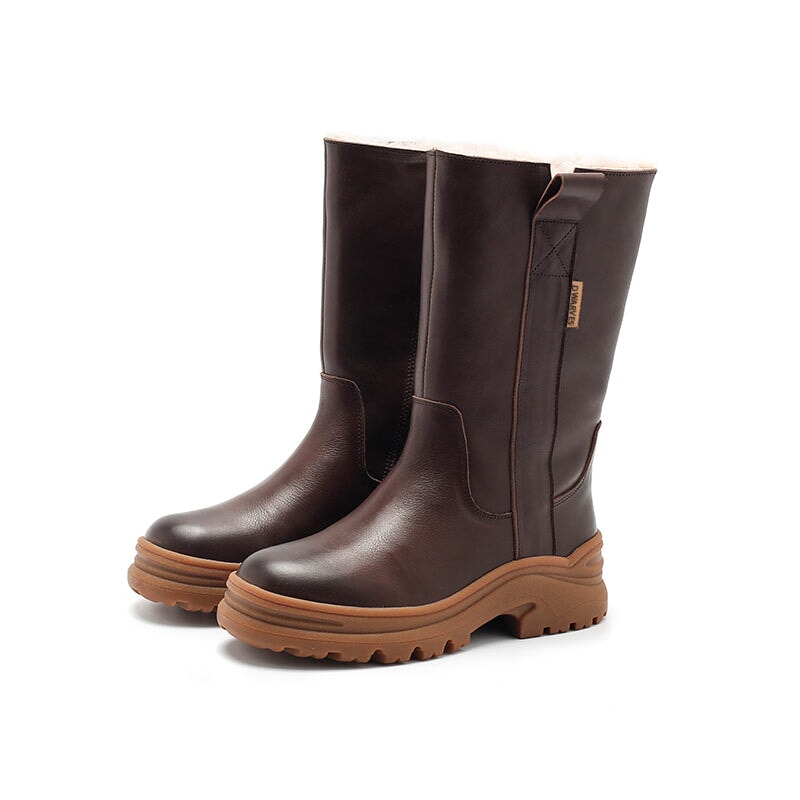 dwarves2656-3 Boots 5.5 Coffee Shearling Lined