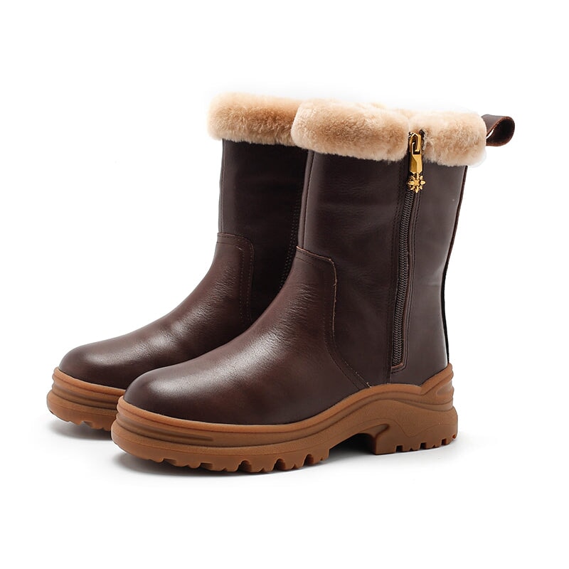 dwarves2658-2 Boots 5.5 Coffee Shearling Lined