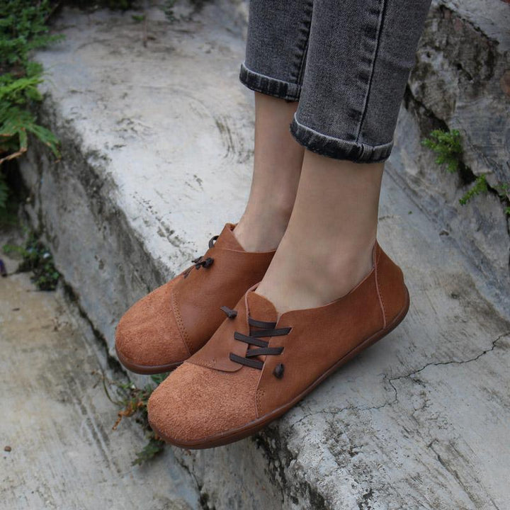 barefoot dress shoes women Nubuck Leather Women Loafers Casual Slip On Barefoot Shoes Flats Brown 10 / Brown