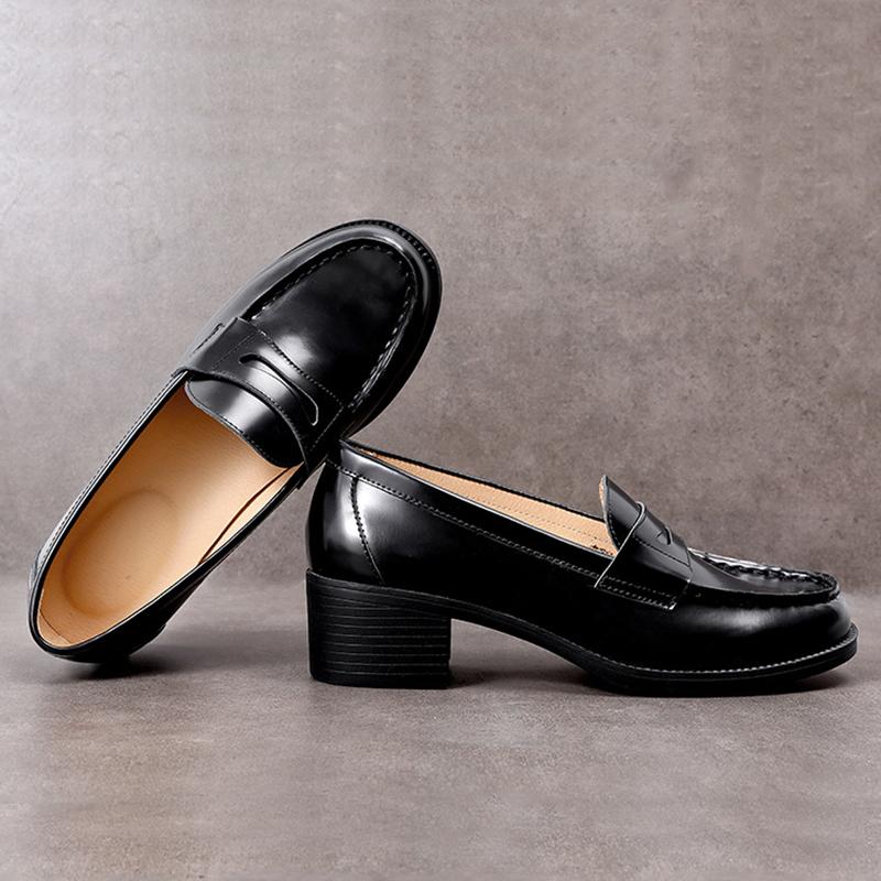 Enamel leather Penny Loafers Handmade Uniform Shoes Black/Brown