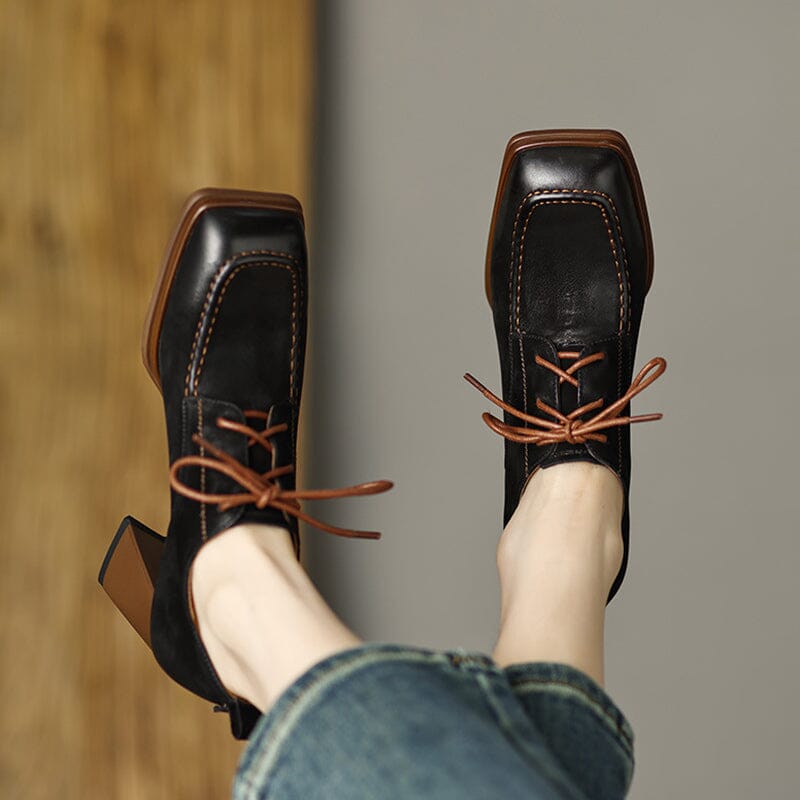 High Heel Oxfords & Tie Shoes For Women Block Heels Normal Fit in Khak ...