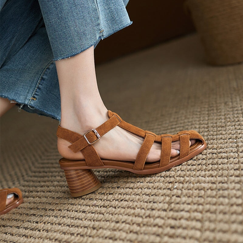 Womens Fisherman Shoes Handmade Suede Leather T Strap Gladiator Sandal ...