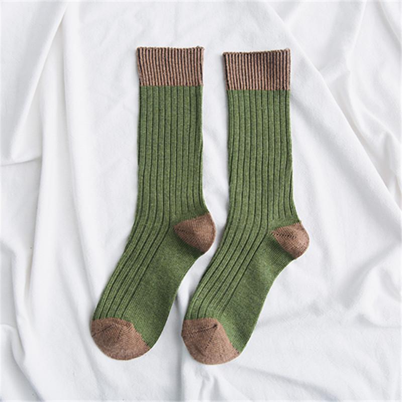 Retro Cotton Stockings Color Blocking Design Mori Girl Loose Socks Cal ...