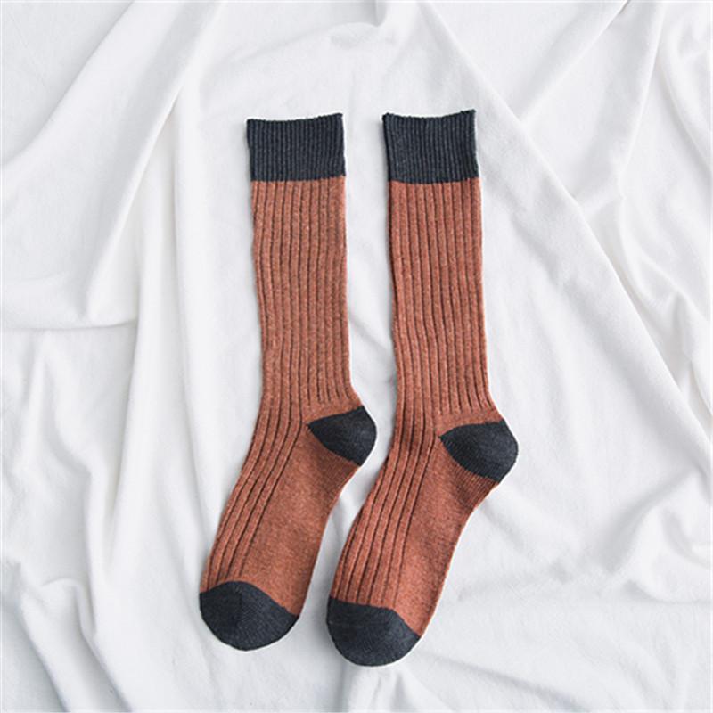 Retro Cotton Stockings Color Blocking Design Mori Girl Loose Socks Cal ...